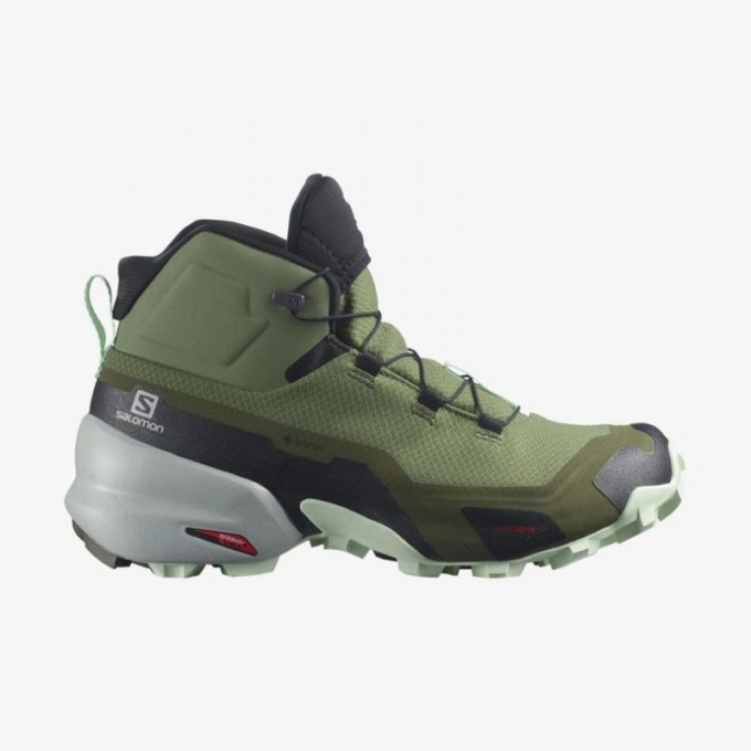 SALOMON WOMEN'S CROSS HIKE MID GORE-TEX-Olivine / Olive Night / Spray