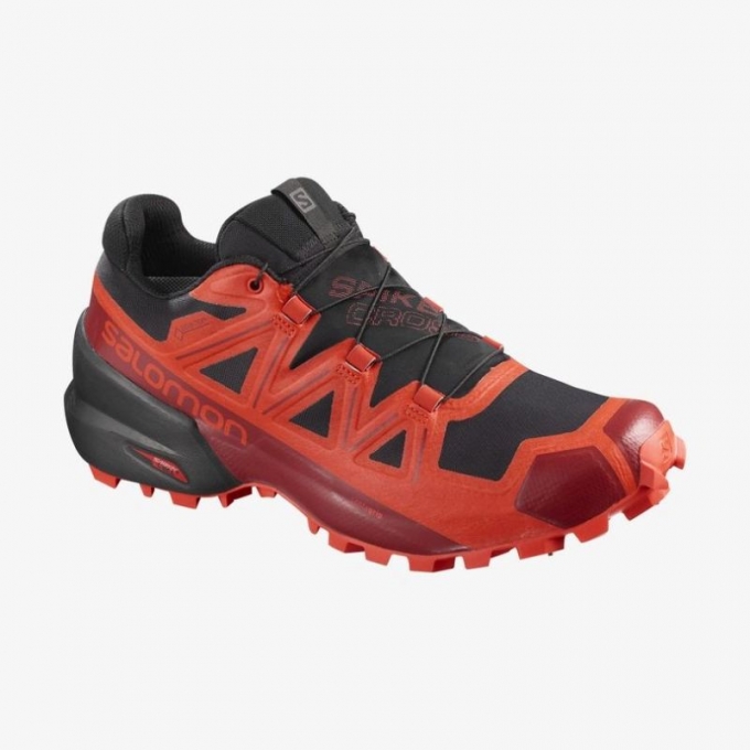 SALOMON WOMEN'S SPIKECROSS 5 GORE-TEX-Black / Racing Red / Red Dahlia