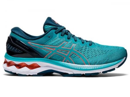 ASICS | WOMEN'S GEL-KAYANO 27 - Techno Cyan/Sunrise Red