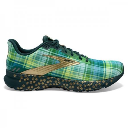 Brooks Men's Launch 8 Fern Green/Metallic Gold/Deep Teal