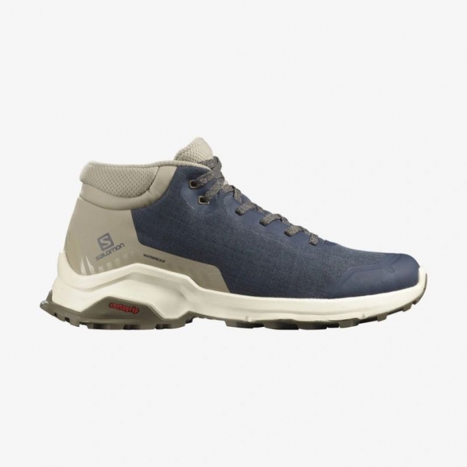 SALOMON MEN'S X REVEAL CHUKKA CLIMASalomon WATERPROOF-Navy Blazer / Vintage Khaki / Bungee Cord