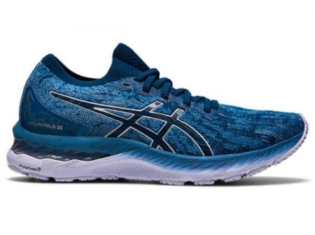 ASICS | WOMEN'S GEL-NIMBUS 23 KNIT - Grey Floss/Mako Blue