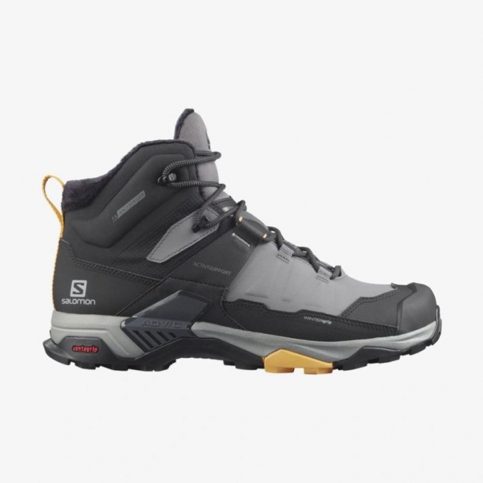 SALOMON MEN'S X ULTRA 4 MID WINTER THINSULATE CLIMASalomon WATERPROOF-Quiet Shade / Black / Warm Apricot